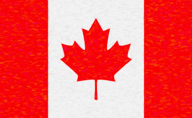 Watercolor flag of Canada, paper texture. Symbol of Independence Day, souvenir soccer game, button language, icon.