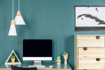 Green home office interior