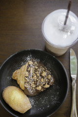 Breakfast set of coffee drink and homemade bakery