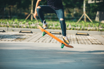 Skateboarder sakteboarding on parking lot