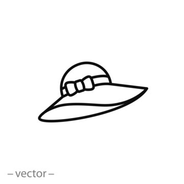 Women summer beach hat icon vector