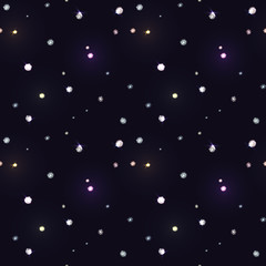 Seamless pattern with beautiful gems on dark background like starry sky