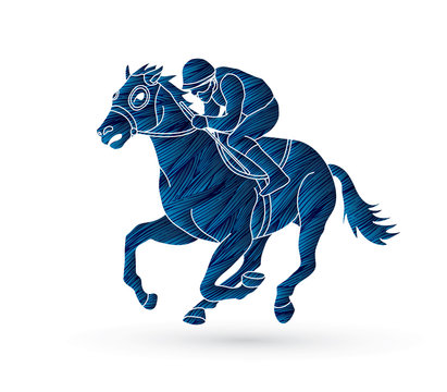 Horse racing ,Jockey riding horse, design using grunge brush graphic vector.
