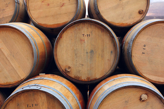 background of whisky or wine barrels