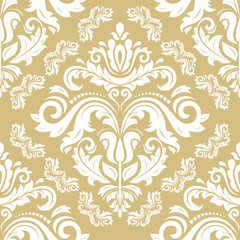 Orient classic pattern. Seamless abstract background with repeating elements. Orient golden and white background