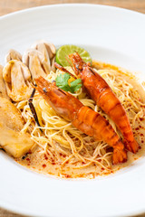 spicy shrimps spaghetti pasta (Tom Yum Goong)