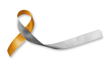 Gold silver ribbon  (isolated with clipping path) for hearing disorders illness awareness