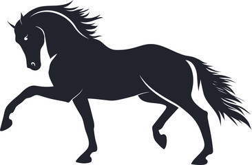 A logo of a trotting horse.