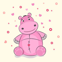 Funny illustration of a hippopotamus, vector illustration.