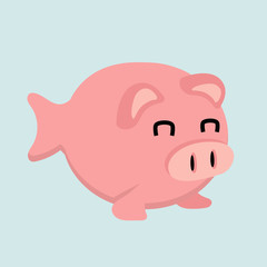 Cute fish pig vector