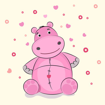 Funny illustration of a hippopotamus, vector illustration.