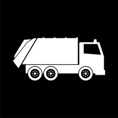 Recycle truck icon, Garbage Truck on dark background