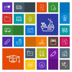 Modern, simple, colorful vector icon set with paper, military, document, happy, ambulance, car, girl, folder, people, war, cash, blank, button, dumper, sea, ship, banner, airplane, aircraft, web icons