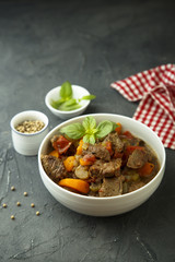 Homemade beef stew with vegetables