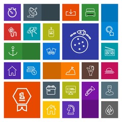 Modern, simple, colorful vector icon set with flipper, record, music, wheel, watch, space, sky, summer, rocket, morning, first, ship, sea, blue, nautical, holiday, clock, forest, sport, place icons