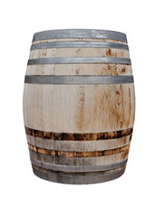 classic wood barrel on white background
