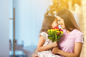 Happy Mother and daughter hugging