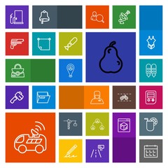 Modern, simple, colorful vector icon set with fashion, car, saw, pin, petrol, oil, fruit, company, bellhop, schedule, map, navigation, business, technology, calendar, timetable, people, , gun icons