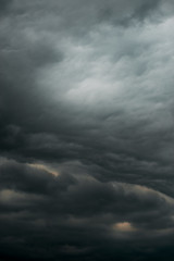 Dramatic dark black sky cloud storm pattern