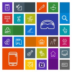 Modern, simple, colorful vector icon set with surgery, cheque, bag, palm, index, operation, sale, object, white, tropical, style, glasses, gesture, web, music, doctor, technology, medical, kite icons