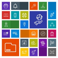 Modern, simple, colorful vector icon set with delivery, sweet, sign, hierarchy, strategy, white, cream, friction, internet, time, horse, real, estate, tape, people, basket, male, house, profile icons