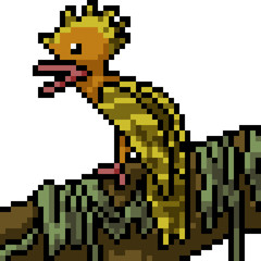 Obraz premium vector pixel art bird hoopoe