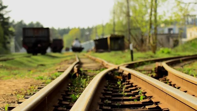 Railroad tracks. Depot wagons. Old rails. 3.
