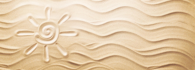 Sun on Sand on Beach Holiday Background - obrazy, fototapety, plakaty
