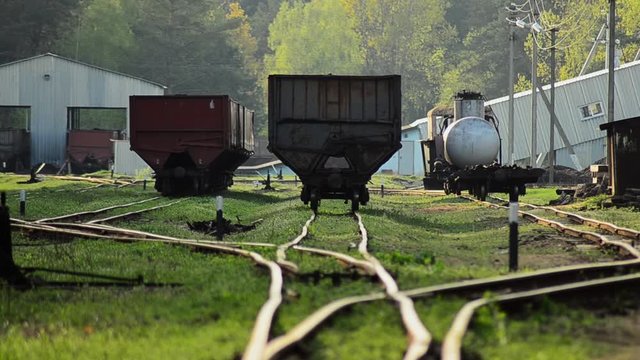 Railroad tracks. Depot wagons. Old rails. 10.