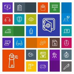 Modern, simple, colorful vector icon set with forest, nature, price, pen, water, light, smile, bank, frame, education, ironing, banking, shipment, old, click, delivery, package, mouse, housework icons