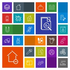 Modern, simple, colorful vector icon set with file, boat, clothes, oar, emergency, house, danger, safety, travel, paddle, iron, field, document, removal, spanner, data, fire, information, pole icons