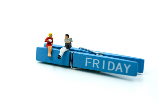 Miniature people : people feeling and sitting on list of friday.