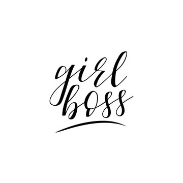 girl boss card. Feminism quote, woman motivational slogan. lettering. Vector design.