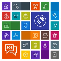 Modern, simple, colorful vector icon set with sos, time, money, sound, hand, subscription, identity, location, help, watch, banking, connection, emergency, safety, map, estate, business, finance icons
