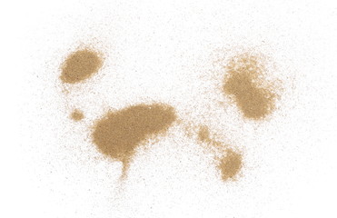 Desert sand isolated on white background and texture, with clipping path, top view