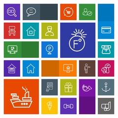 Modern, simple, colorful vector icon set with mask, communication, ship, business, device, infographic, phone, call, snorkel, present, thermometer, war, internet, chart, scale, military, package icons