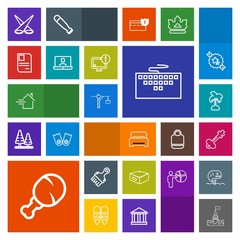 Modern, simple, colorful vector icon set with chicken, light, summer, laptop, house, palm, castle, estate, home, building, architecture, lock, drawer, paint, fast, meal, nature, white, furniture icons