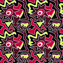 colored abstract seamless pattern in graffiti style quality vector illustration for your design