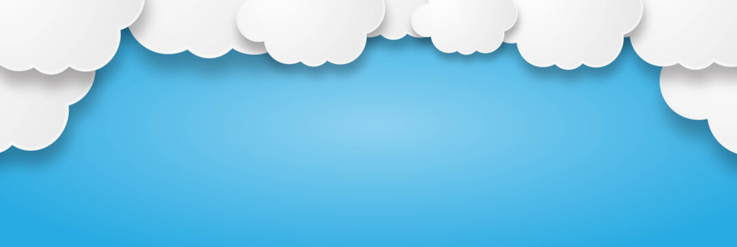 Fototapeta Illustration of a beautiful fluffy empty clouds on a blue background