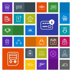 Modern, simple, colorful vector icon set with cap, speaker, loud, button, surgeon, wheel, hospital, loudspeaker, sign, medicine, bag, voice, cup, retail, object, business, sale, money, arrow icons