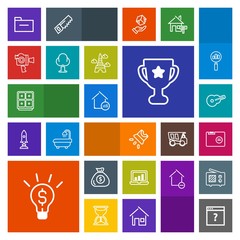 Modern, simple, colorful vector icon set with laptop, musical, guitar, page, price, paper, first, office, folder, web, movie, unknown, estate, business, bank, nature, award, computer, screen icons