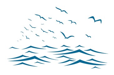 Sea with birds.