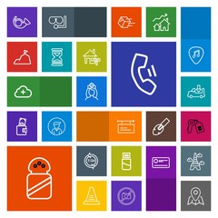 Modern, simple, colorful vector icon set with white, location, key, poster, operator, lorry, pin, technology, food, support, bugle, mobile, home, shipping, transport, computer, house, call, salt icons