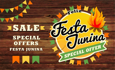 Festa Junina illustration traditional. Brazil June festival party. Vector illustration. Latin American holiday.