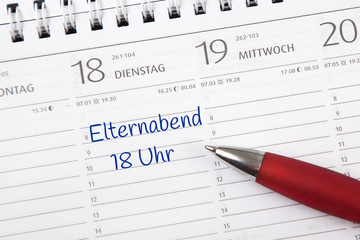 Eintrag im Kalender: Elternabend