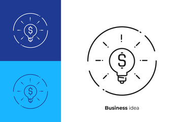 Business idea line art icon, investment brainstorm vector art, outline finance concept illustration