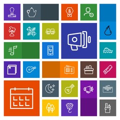 Modern, simple, colorful vector icon set with string, envelope, tune, sound, mobile, stamp, online, megaphone, paper, stationery, antenna, instrument, office, wireless, work, loud, loudspeaker icons