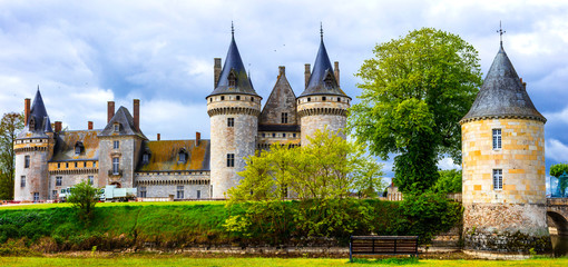 Obraz premium Great castles of Loire valley in France. Sully-sur-loire