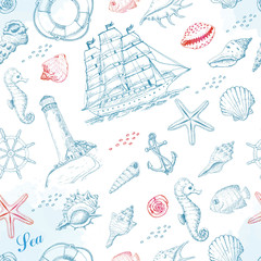 Summer seamless pattern with marine elements © nafanya241