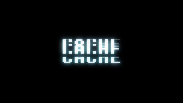 retro videogame CACHE word text computer tv glitch interference noise screen animation seamless loop New quality universal vintage motion dynamic animated background colorful joyful video m